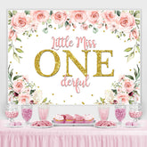 Miss Onederful Aquarelle Floral 1er Anniversaire Toile de Fond